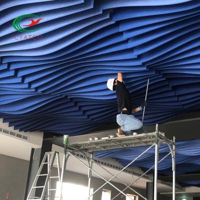 Ses Yalıtımı Fiber Akustik Tavan Panelleri Yanmaz Çok Renkli