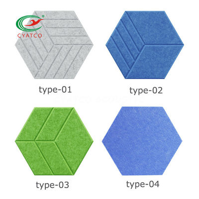OEM Hexagon Akustik Paneller Beyaz Sanat Dekoru Ses Dayanıklı Yastık Duvar Kelepçeleri Kokusuz